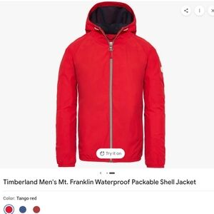 Timberland Mt. Franklin Waterproof Full Zip Packable Hooded Shell Jacket Red XL